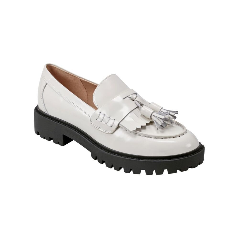 Marc Fisher Ozzie Ivory White Tassel Loafer Chunky Sole